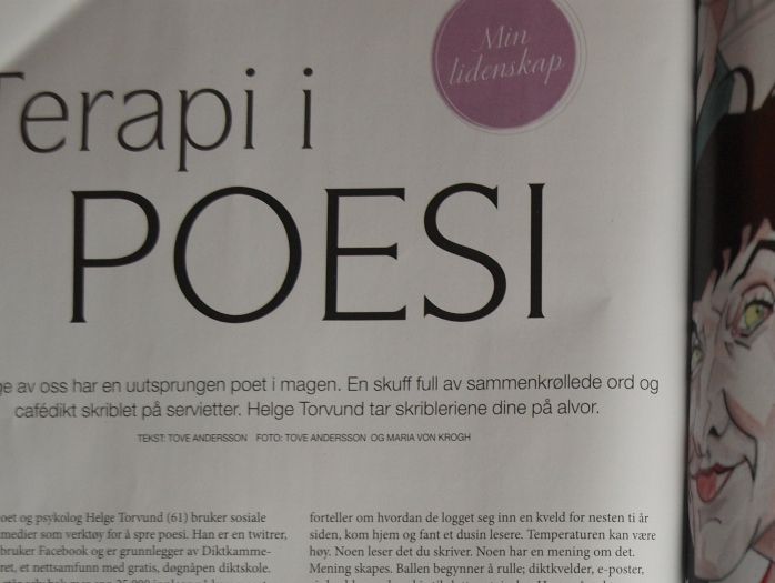 Utsnitt fra Det Gode Liv: Diktkammerguru Helge Torvund med krimdronning  Unni  Lindell over skulderen.  I 2012 var Unni Lindell jurymedlem i Dagbladets krimdiktkonkurranse. 